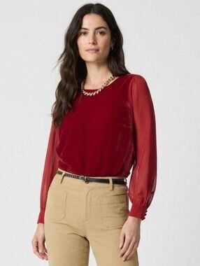 🚨NEW J CREW Velvet Puff-Sleeve Top Size 8 Holiday Festive Dressy Holiday 2025